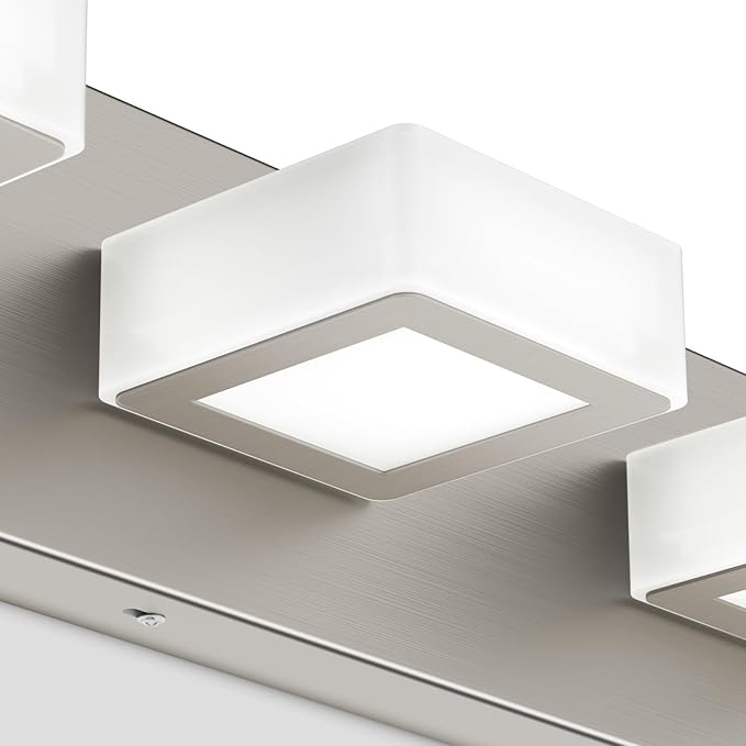 Ralbay 4-Light Brushed Nickel Vanity Light for Bathroom Metal Acrylic Modern LED Bathroom Light Fixtures