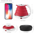 Ultrathin Upgraded Food Grade Silicone Travel Foldable Electric Kettle Boil Dry Protection Portable with Dual Voltage and Separable Power Cord,555ML 110-220V US Plug