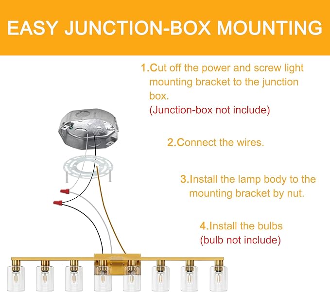 8 Light Gold Bathroom Light Fixtures, Modern Large Vanity Lights with Clear Glass Shade, Brushed Brass Bathroom Lighting Fixtures Over Mirror, Wall Scones Light for Bedroom, Living Room