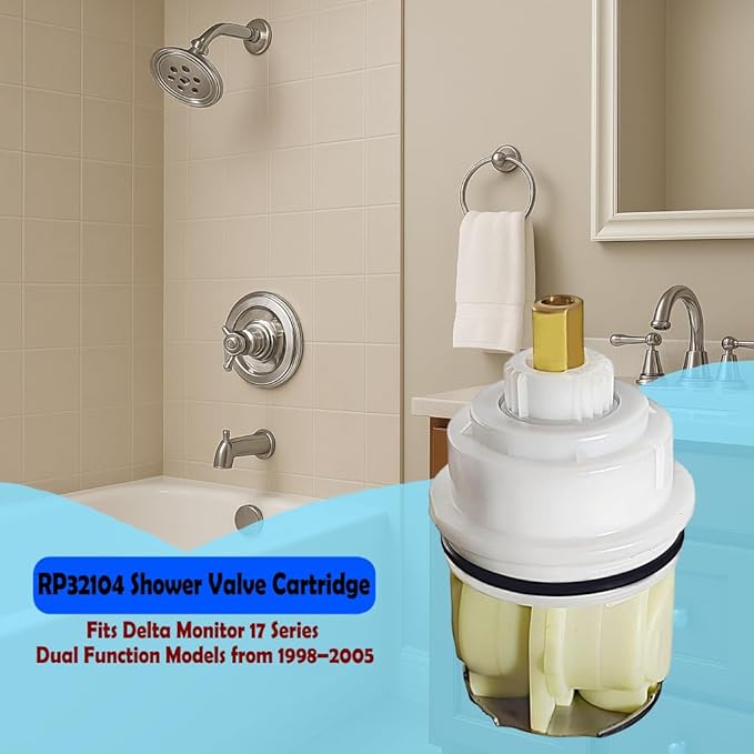 ALITZ RP32104 Shower Cartridge Replacement for Delta Monitor 1700 Series (1998–2005), Upgraded Brass Stem, Fix Leaks & Restore Pressure, Compatible with Delta Tub/Shower Faucets