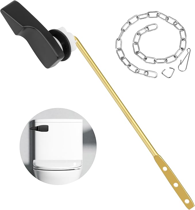 Toilet Handle Replacement Kit, 702 Universal Toilet Flush Handle, Zinc Alloy Toilet Tank Trip Lever with H2 Brass Arm Front-Mount Compatible with American Standard, Mansfield Toilet, Black