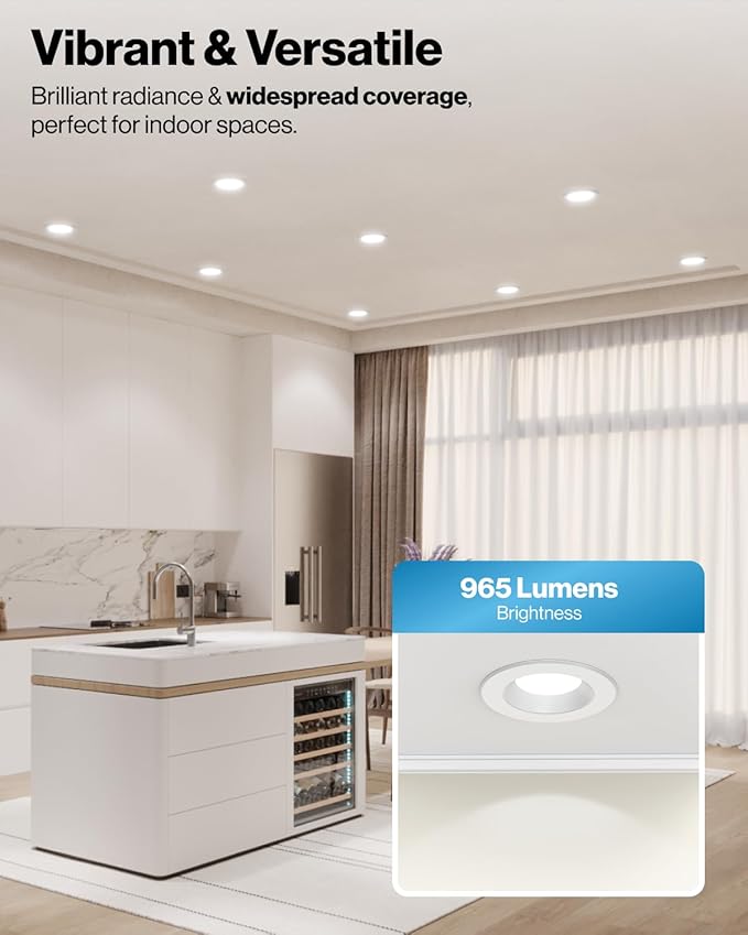 Sunco 6 Pack Recessed Lighting 6 Inch, Retrofit Can Lights, 965LM, 13W (75W Equivalent), Selectable CCT 2700K/3000K/3500K/4000K/5000K, Dimmable, Baffle Trim, Damp Rated UL