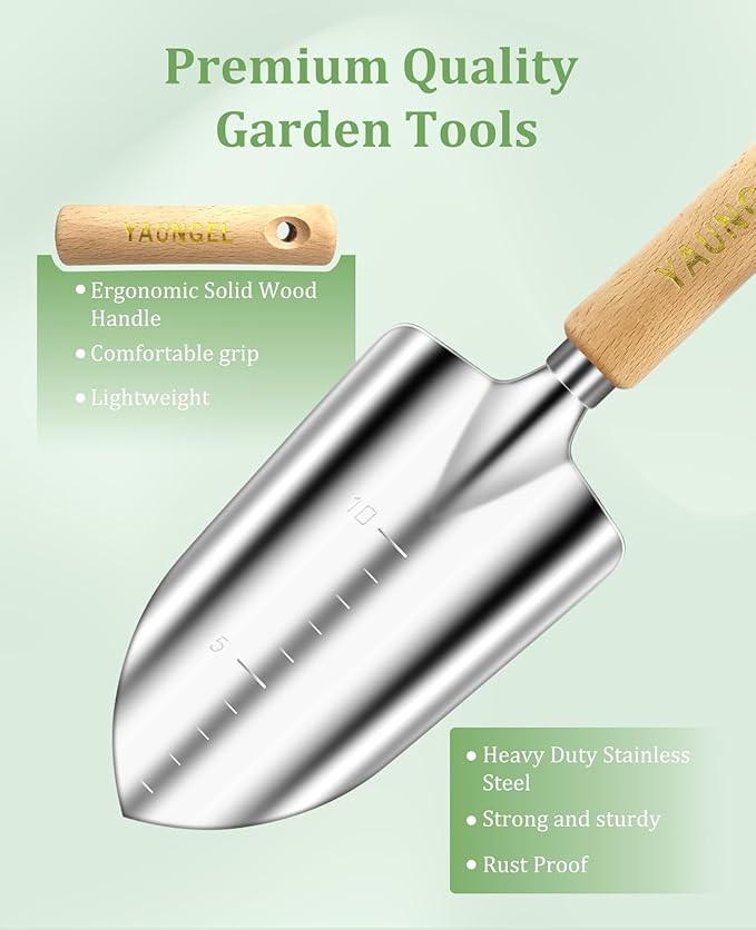 Gardening Tool Set for Women - 10 Piece Heavy Duty Stainless Steel Garden Tools Kit with Ergonomic Non-Slip Handle and Stylish Storage Tote Bag, Ideal Gardening Gifts for Mom, Grandma, Gardeners