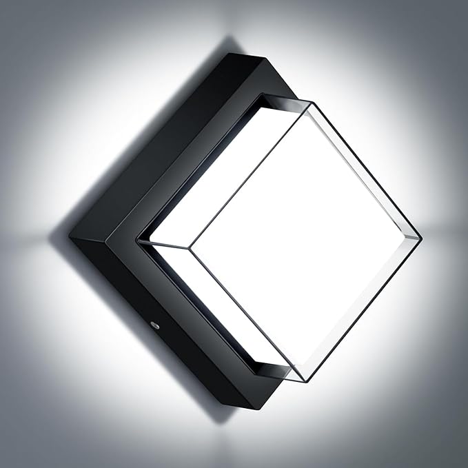 ledmo LED Wall Lights, 12W 6000K Outdoor Modern Porch Light Outdoor, 1000LM Double-Layer Aluminum Square Exterior Wall Mount Fixture IP65 Waterproof for House