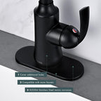 6 Inch Faucet Deck Plate for Bathroom Sink - Universal Fit for 1 Hole or 3 Hole 4 Inch Centerset Basins - Escutcheon Faucet Plate - Stainless Steel Faucet Hole Cover(Matte Black)