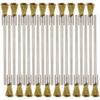 20PCS Brass Wire Brushes with Extended Handle - Metal Rust Removal, Polishing, Cleaning - 6mm Diameter, 1/8″ (3mm) Shaft, 100mm Length - Removes Burrs, Dust, and Oxide Layer - Rotary Tool Accessories