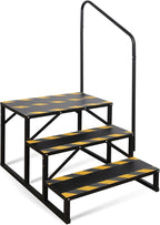 RV Steps with Handrail, Hot Tub Steps with Handrail, Portable Stairs Steps for 5th Wheel RV, Mobile Home Stairs Outdoor RV Step