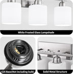 Brushed Nickel Light Fixture Bathroom for Huge Mirror, 8 Light Mirror Lights with Milky White Frosted Glass Shades, 51 inch Bathroom Mirror Lights for Mirrorss, E26 Socket