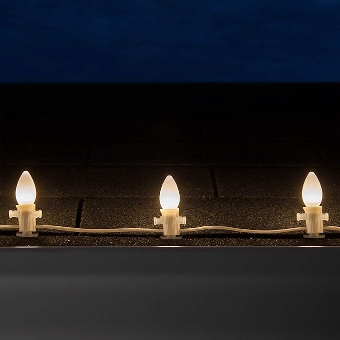 Wintergreen Lighting 25 Pack OptiCore C7 LED Christmas Light Bulbs - Replacement LED Christmas Lights Heavy Duty Premium Outdoor Christmas Lights, E12 Base (Warm White Smooth)