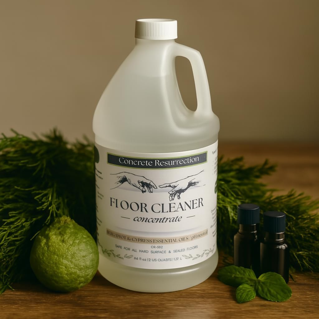 Clean Living Essentials Floor Cleaner – Multi-Surface, Non-Toxic, Plant-Based, pH Neutral, Family & Pet Friendly. Naturally scented for everyday clean. (Bergamot + Cypress)