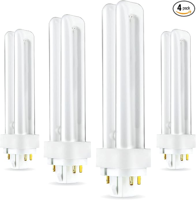 (4 Pack) PLC-18W 865, 4 Pin G24q-2, 18 Watt Double Tube, Compact Fluorescent Light Bulb, Replaces Sylvania CF18DD/E/865 and Philips - PL-C 18W/865/4P/ALTO