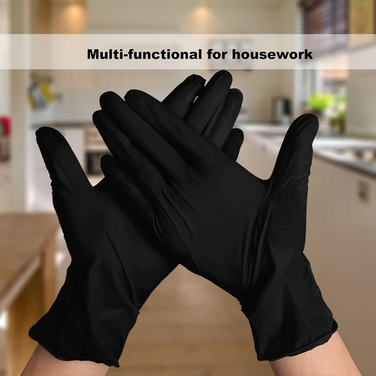 Disposable Gloves Small, Nitrile and Vinyl Blend Material Gloves, Latex Free, 4 Mil,100 Pc. - Food Grade Glove for Cleaning, Food Prep,Hair Dye, Tattoo, Black