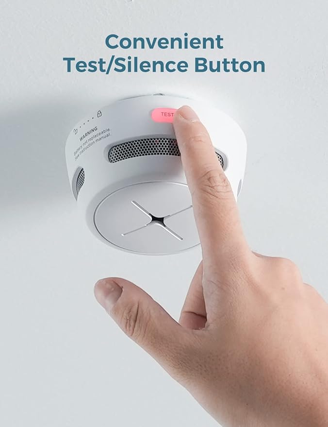 AEGISLINK Smoke Detector 10-Year Battery with Test/Silence Button, Fire Alarm with Photoelectric Sensor, Low Battery Warning, S500 (Independent, 3-Pack)