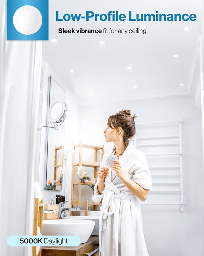 Sunco 96 Pack 6 Inch Ultra Thin LED Recessed Ceiling Lights, Slim Canless with Junction Box, 850 LM, 5000K Daylight, Dimmable, 14W=100W, Wafer Thin, 50000 Lifetime Hours ETL.