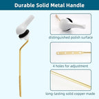 Hygie Rinse 2PCS Universal Metal Toilet Handle Replacement Kit Side Mount Toilet Lever Compatible with TOTO/Glacier Bay/Gerber, Toilet Flush Handle with Flapper Chain, White