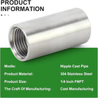 TAISHER 2PCS Stainless Steel Pipe Fittings, 1/4" NPT x 1/4" NPT Female Threaded, 2" Length Nipple Cast Pipe