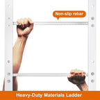 4-Rung Window Well Ladder Straight, Heavy Duty Steel Fire Escape Ladder, Powder-Coated Basement Egress Window Ladder 45.2" Lx17.9 W, White