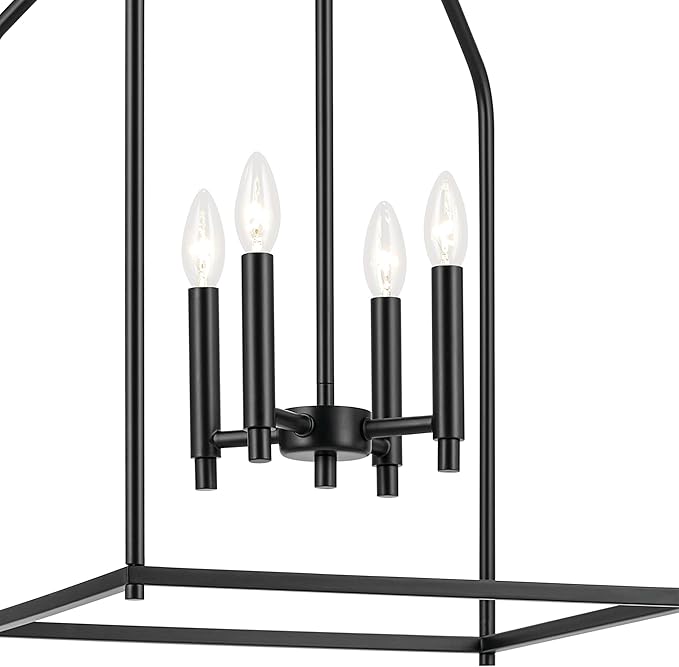 Kichler Madden 25.5" 4 Light Pendant in Black, Soft Modern Fixture, for an Entryway, Breakfast Nook, Laundry Room, (25.5" x 16"), 52722BK