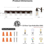 6-Light Bathroom Light Fixtures Modern ORB Vanity Lights for Bathroom Lighting Fixtures Over Mirror with Clear Glass Shade for Cabinet Mirror Bedroom Hallway