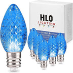 Holiday Lighting Outlet Faceted C7 Christmas Lights | Blue LED Light Bulbs Holiday Decoration | Warm Christmas Decor for Indoor & Outdoor Use | 2 SMD LEDs in Each Light Bulb | Set of 25