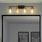 Emliviar Modern Bathroom Vanity Light - 4-Light Wall Lights for Bathroom, Black and Gold Finish with Clear Glass, YCE238B-4W BK+BG
