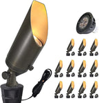 COLOER Brass Landscape Spotlights,12 Pack Spotlight Fixture Outdoor with 5W Aluminum Housing MR16 LED Bulb 2700K 450LM,12V AC/DC Low Voltage Landscape Lighting, Uplight for Garden and Patio(103B)