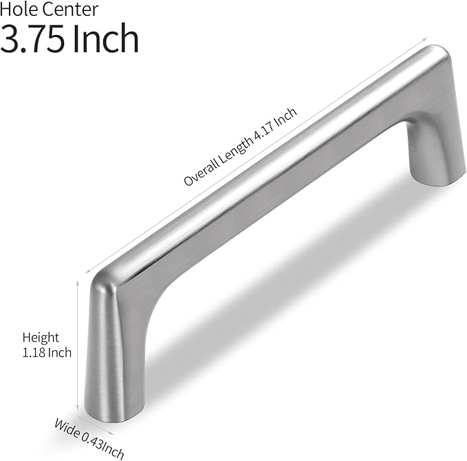 15 Pack 3.75 Inch(96mm) Hole Center Modern Brushed Satin Nickel Cabinet Pull Handle Timeless Vanity Drawer Pull Handle Classic Cabinet Hardware for Kitchen Bathroom, Screws Included, Nickel-B(3.75x15)