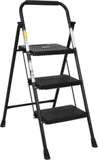 SIMPLI-MAGIC 3-Step Ladder, 800 LBS Capacity Folding Step Stool – Anti-Slip Wide Steps & Handgrip – ANSI Certified Lightweight & Durable Steel Stepping Stool for Kitchen, Home, Office & Garage
