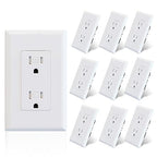 ELEGRP Decorator Wall Receptacle Outlet, Tamper Resistant 15A 125V Standard Electrical Wall Outlet, Residential Grade, Self-grounding, with Screwless Wall Plate, UL (10 Pack, Glossy White)