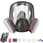 Full Face Gas Industrial Mask, Reusable 6800 Respirator Mask with Filters 6001 and 2091, Cold Flow Exhalation Valve, Silicone Face Seal, for Painting, Sanding, Woodworking, Welding, Chemical Handling
