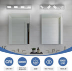 Modern LED Bathroom Lights Fixtures(4-Light),Metal Chrome Acrylic Wall Lighting,Vanity Lights for Bathroom Over Mirror(6000k 27In
