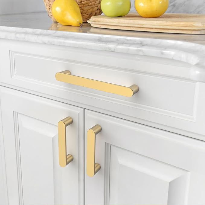 Amerdeco 10 Pack ZH0005BRG Champagne Bronze 5 Inch(128mm) Hole Centers Kitchen Cabinet Pulls Hardware Modern Kitchen Handles for Cabinets Cupboard Handles Drawer Pulls