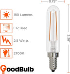 GoodBulb 2.5 Watt Nostalgic T6 Light Bulbs LED Restaurant Bulb with E12 Candelabra Base 2700K Warm White Light 180 Lumens Restaurant Light Bulbs Pack of 10 Bulbs