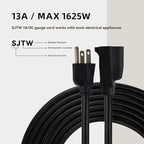 25ft Outdoor Extension Cord for Christmas Decorations - 16/3 Heavy Duty SJTW Waterproof Black Electrical Cable with 3 Prong Grounded Plug for Safety, Great for Lawn and Major Appliances