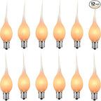 Christmas Lights Indoor 12 Pack C7 Silicone Dipped Candle Light Bulbs, Clear Silicone Decorative Light Replacement Bulbs for Electric Candle Lamps and Chandelier, E12 Candelabra Base, 5Watt, 120 Volt