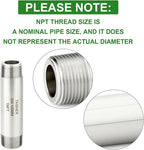 TAISHER 2PCS Stainless Steel Pipe Fittings, 1" NPT Male x 1" NPT Male Threaded, 4" Length Thickened Nipple Cast Pipe