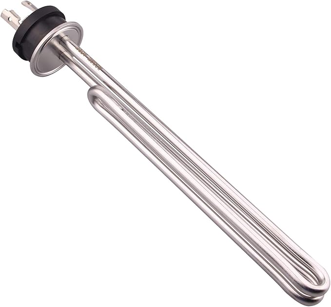 DERNORD 240V 2500W Tri-clamp Foldback Heating Element Stainless Steel Immersion Water Heater with 3-Wire Electrical Locking Plug (1.5 Inch Tri clamp)