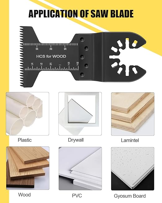 60pcs Oscillating Saw Blades, 2023 Upgrade Efficient Oscillating Blades, Japanese Long Teeth, Quick Release Multi Tool Blades Kits for Plastics, Universal Multitool Blades Wood Fit Almost All Model