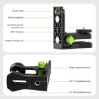 Huepar Fine-tuning Bracket for Line and Point Laser Levels, 1/4"-20 Male Thread L-Shape Magnetic Pivoting Base with 1/4"-20 and 5/8"-11 Female Threaded Mounts on Bottom for Wall & Ceiling Mount - PV12