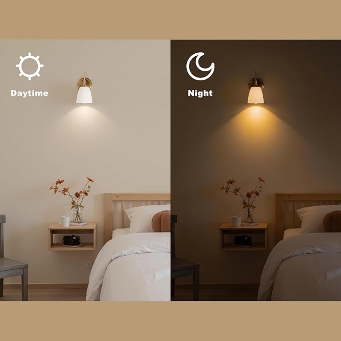 Gold Wall Sconces Vintage Bathroom Vanity Light Fixtures Frosted Milk Glass & Brass Base Indoor Wall Mount Light for Living Room,Bedroom, Bathroom, Mirror, Hallway, Stairway (Bulb not Included)