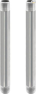 GeilSpace 3/4" x 10" Stainless Steel Pipe, 304 Pipe Nipple Fits Standard 3/4 Inch Threaded Pipes and Fittings, DIY Industrial Metal tube (2 PCS)