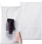 Saves Space Door-Hanging Laundry Bag,Door Hanging Laundry Hamper with 2 Different Types of Hooks, Polyester Fabric Hanging Laundry Basket for Clothes Size 22"X37" -2 Pack White