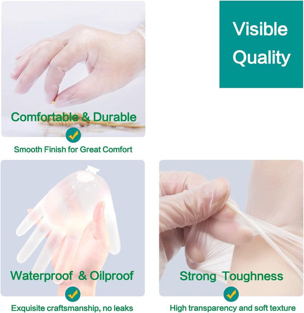 Clear Vinyl Food Safe Disposable Gloves Latex Free Powder Free for Food Prep Handling Cooking Cleaning