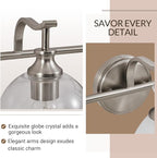 ANDY STAR Brushed Nickel Bathroom Light Fixtures, 1-Light Vanity Lights, Modern Bathroom Wall Sconces Lighting with Globe Clear Glass Shade Up or Down Wall Mounted for Kitchen, Living Room, Hallway