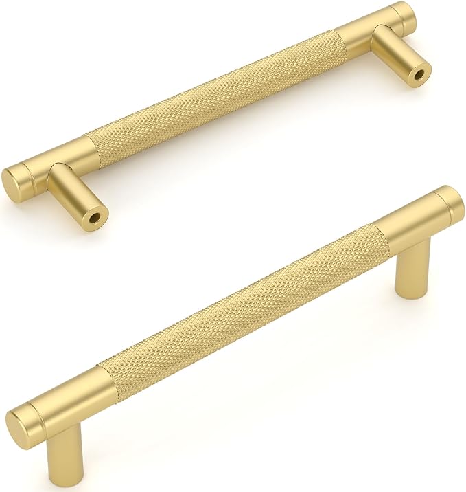 Amerdeco 10 Pack Brushed Gold Cabinet Pulls 6.3 Inch(160mm) Hole Center Drawer Pulls Cabinet Hardware Kitchen Cabinet Handles for Bathroom ZH0031