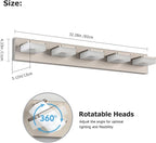 Brushed Nickel Vanity Lights for Bathroom 5 Light Vanity Lighting Fixtures for Mirror 32" Adjustable 5500K Modern LED Vanity Light Over Mirror, Bath Wall Lighting Fixtures