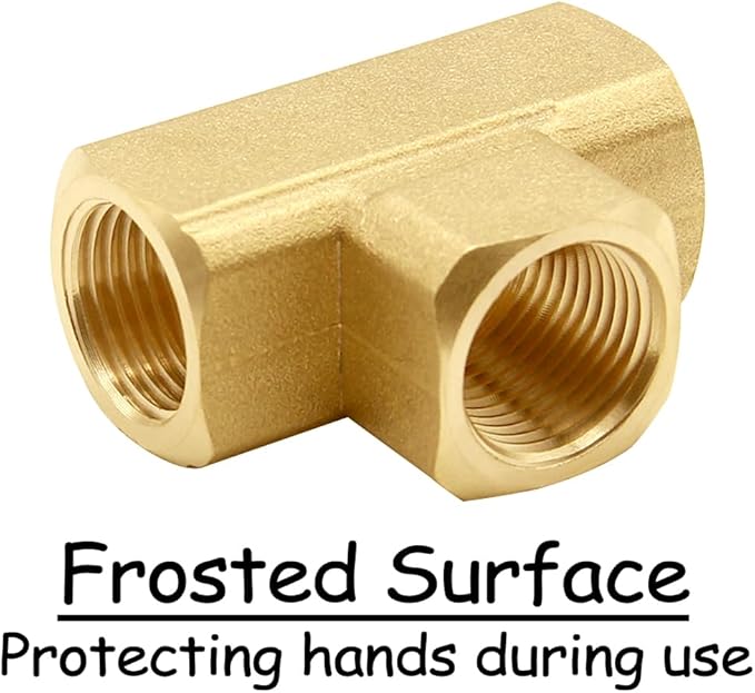 2PCS 3/8 Inch Brass Tee Pipe Fitting 3/8" NPT Female x 3/8" NPT Female x 3/8" NPT Female for Water/Oil/Gas