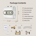 Electric Mini Tank Water Heater-2.5 Gallon Under Sink Instant Hot Water for RV, Camper, Kitchen, Food Truck, 120V 1500W, Wall or Floor Mounted