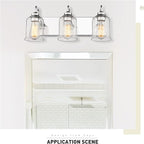 zeyu 3-Light Modern Vanity Lights for Bathroom, 20.5" Industrial Bathroom Lights Over Mirror with Clear Glass Shade, Chrome Finish, ZSL72B-3W CH