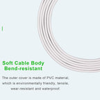 2 Prong Extension Cord, 10Pack Power Cord Extension 10 ft- Ultra Flexible & Lightweight, Safe for Home, Office, Dorm Use White Extension Cord